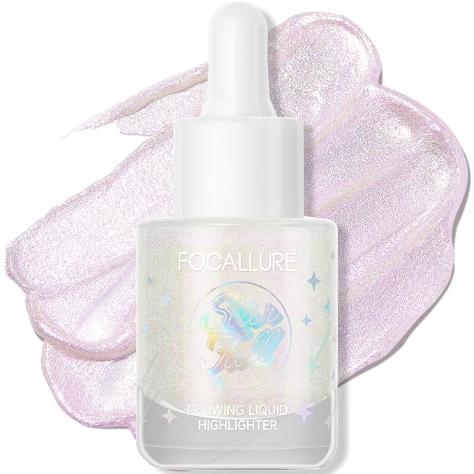FOCALLURE Starfall Glowing Liquid Highlighter, Shimmering Body Oil, Non-Sticky Shimmer Liquid Luminizer, Non-Greasy, Face & Body Glitter Makeup for Costumes, Cosplay, Rave Festival, MADAMA BUTTERFLY