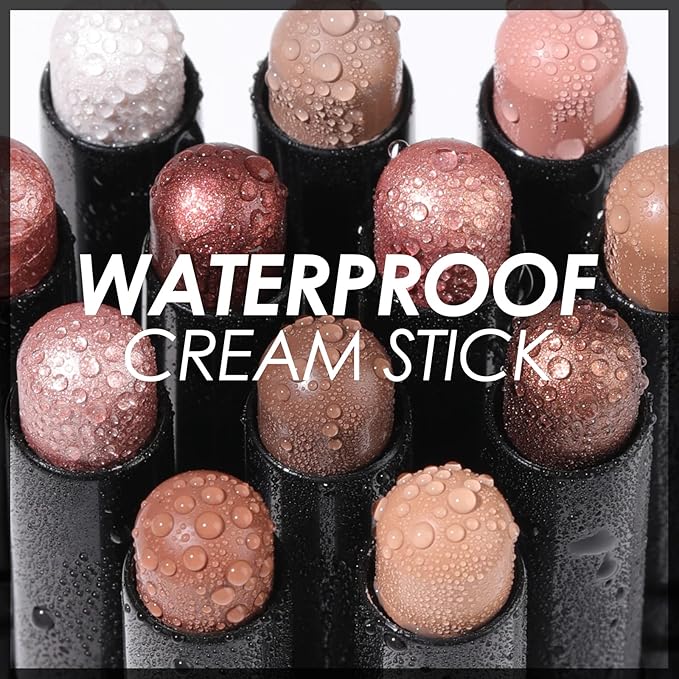 FOCALLURE Shimmer and Matte Cream Eyeshadow Stick,Smooth Brilliant Eye Brightener Pencil for Women,Long Lasting Waterproof Eye Shadow and Liners Makeup,PINK FIRE