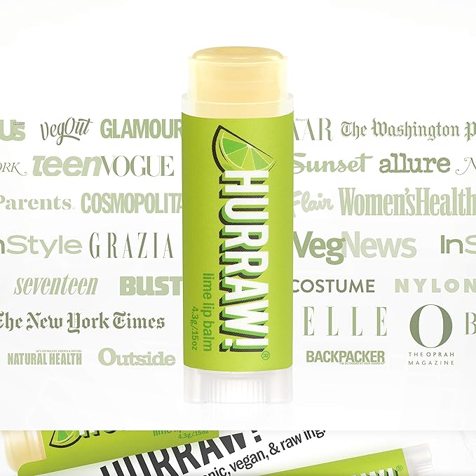 Hurraw! Lime Lip Balm: Organic, Certified Vegan, Cruelty and Gluten Free. Non-GMO, 100% Natural Ingredients. Bee, Shea, Soy and Palm Free. Made in USA