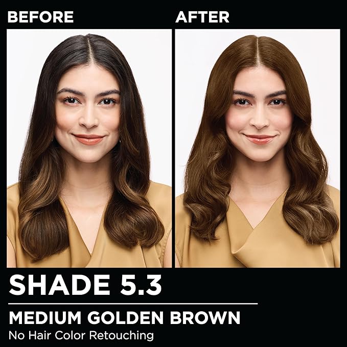 Garnier Hair Color Olia Ammonia-Free Brilliant Color Oil-Rich Permanent Hair Dye, 5.3 Medium Golden Brown, 2 Count (Packaging May Vary)