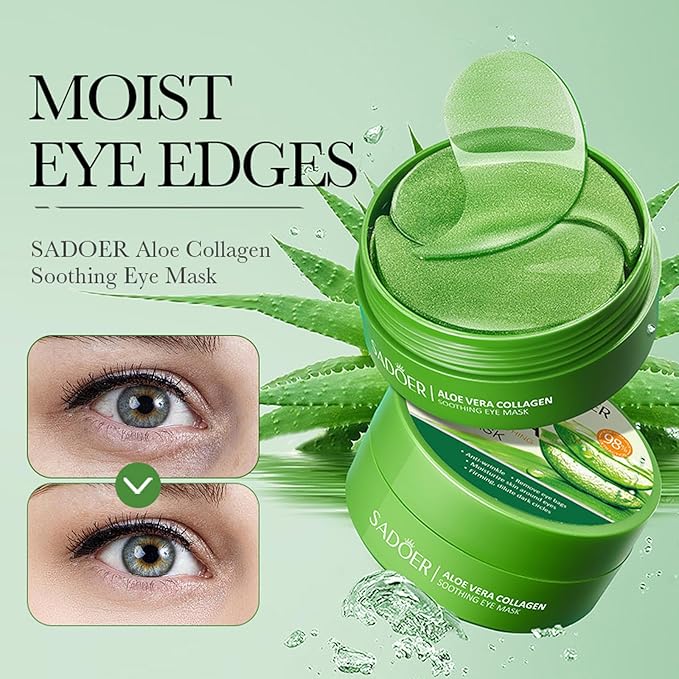 60 Pcs Under Eye Patches, Aloe Vera Eye Masks for Dark Circles & Puffiness with Collagen, Relieve Dryness, Reduce Fine Lines, Soothing Hydrating Under Eye Mask, Skin Care Eye Patches