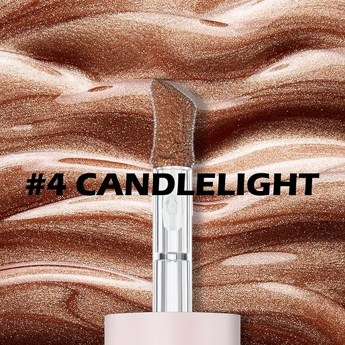 Erinde Liquid Highlighter Makeup, Face Highlighter Bronzer Makeup Stick, Natural Glossy Finish, Lightweight Blendable Silky Smooth Cream Face Illuminator Makeup, Cruelty-free, 04# CANDLELIGHT