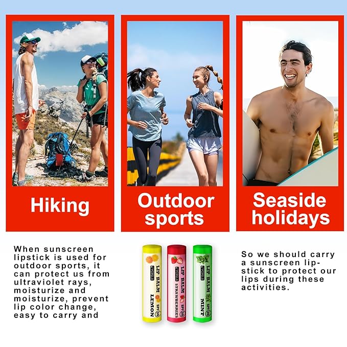 3 Pack SPF Lip Balm Bulk - SPF 30 SunGuard Lip Balm Sunscreen- Summer Protection for Lasting Hydration UV Defense Prevents and Soothes Dry, Chapped Lips-3 Delicious Flavors