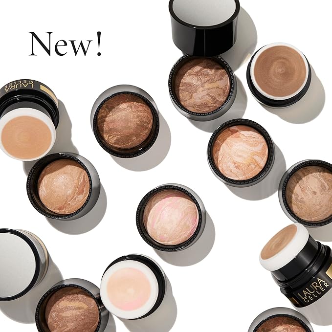 LAURA GELLER NEW YORK Award-Winning Baked Balance-n-Brighten To Go Travel Size Color Correcting Powder Foundation - Tan - Buildable Light to Medium Coverage - Demi-Matte Natural