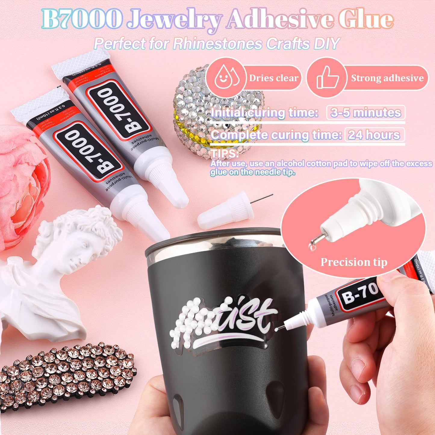 30000Pcs Resin White Rhinestones for Bedazzling Crafting with b7000 Jewelry Glue, Bulk Flatback Gems Bedazzler Kit for Crafts Clothes Shoes Fabric Nail Diamond Art, Assorted Size 2/3/4/5/6mm