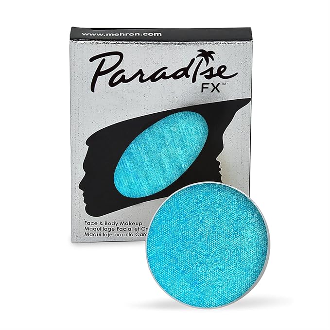 Mehron Makeup Paradise Makeup AQ Refill Size | Stage & Screen, Face & Body Painting, Cosplay, Halloween | Water Activated Face Paint, Body Paint, Cosplay Makeup .25 oz (7 ml) (Metallic Light Blue)