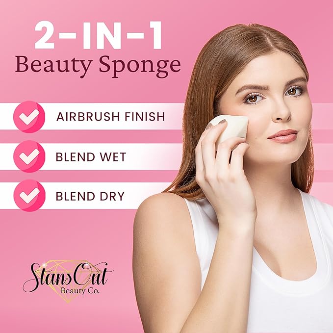 StansOut Memory Foam Makeup Sponge – No-Water-Needed Blender for Liquid, Cream & Powder Foundation – Airbrush Finish, Flawless Application