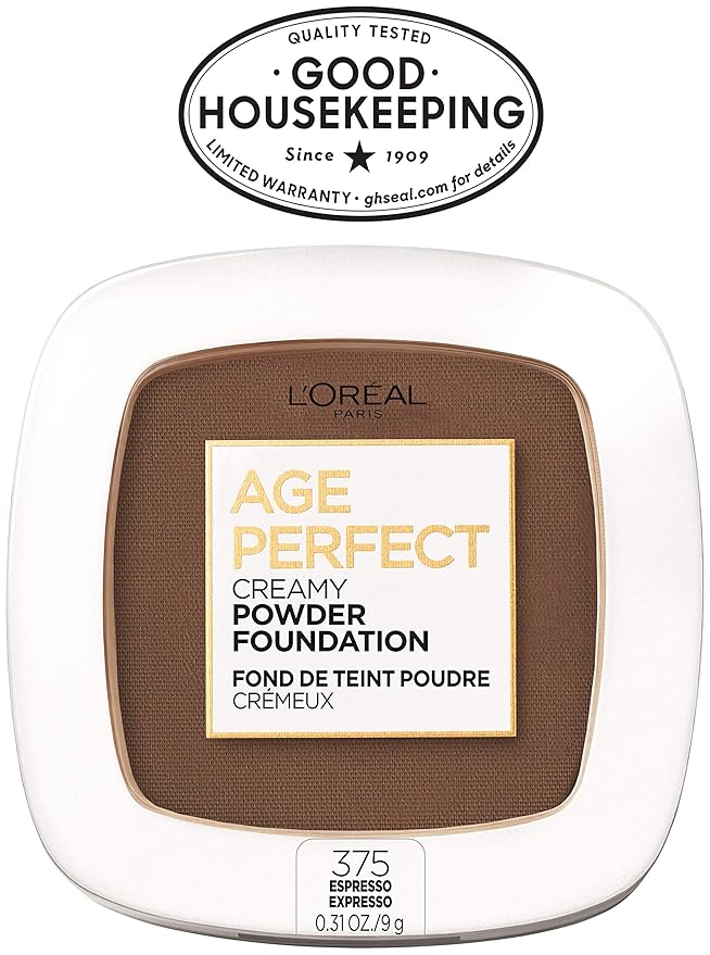 L'Oreal Paris Age Perfect Creamy Powder Foundation Compact, 375 Espresso, 0.31 Ounce