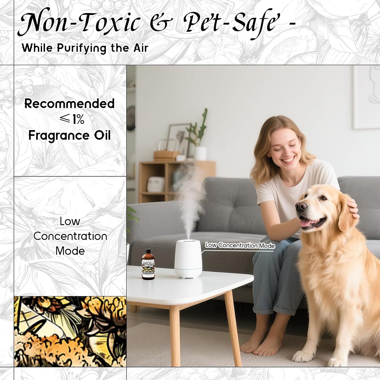 HIQILI Helichrysum Fragrance Oil for Home Diffuser, Floral Scents for Candle, Soap and Perfume Making, Blend to Body Lotion & Moisturizer - 5.07 Fl Oz