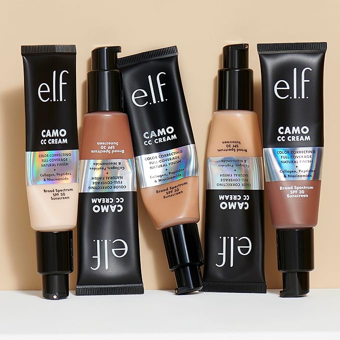e.l.f. Camo CC Cream, SPF 30 Color-Correcting Medium-To-Full Coverage Face Foundation, Delivers An Airbrushed Finish, Vegan & Cruelty-Free, Deep 560 C