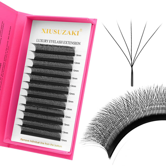 W Lash Extensions 5D Eyelash Extensions W Shape 0.07mm Thickness C Curl Mix 8-15mm Premade Fans Individual Lashes Matte Black Volume 12 Rows Crisscross False Eyelashes(W-5D-0.07-C,8-15mm)