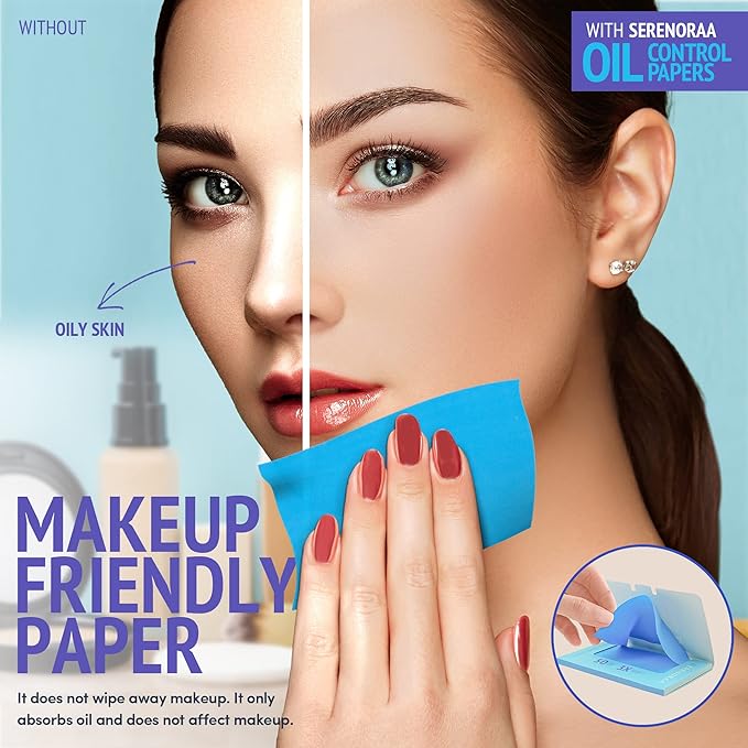Oil Blotting Sheets for Face - Portable 1x50 Blue Oil Wipes Sheets for Face - Japanese High Performance Technology Makeup Blotting Paper -Grain Free Softer Oil Pads Absorbing Face Oil Tissues for Face