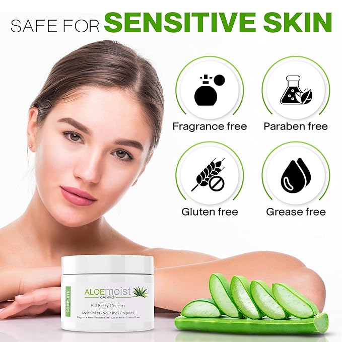 Organic Aloe Vera Lotion - Face & Body Moisturizing Cream with Natural Aloe Vera, Vitamin E Oil, Vitamin C, Retinol Cream, Shea Butter – Anti Aging Face Moisturizer for Women, Dry Skin (8 oz)