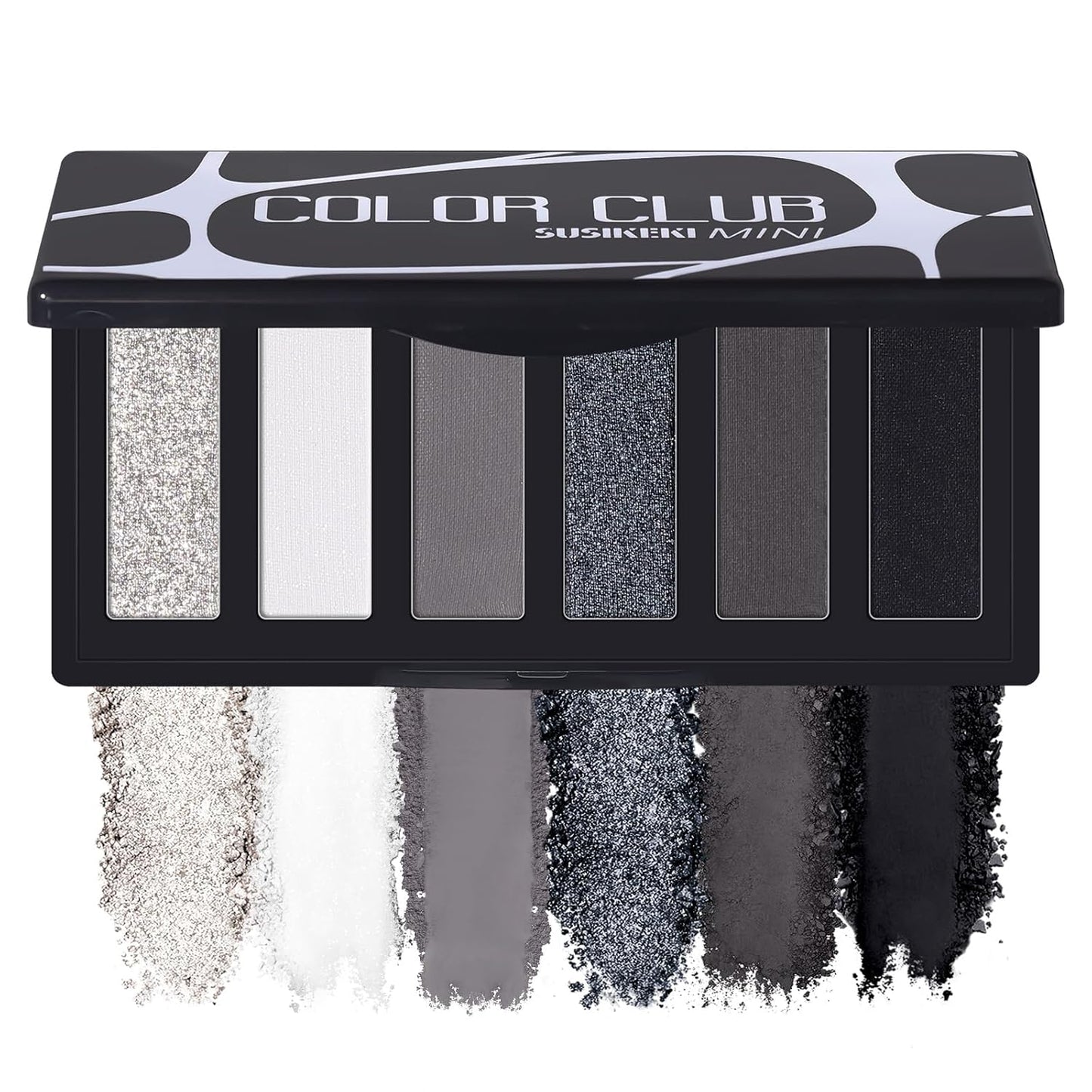 Black Eyeshadow Palette with Mirror Silver Gray Black Tones Matte Shimmer Smokey 6 Colors Mini Eye Shadow Pallet Travel Size Highly Pigmented for Vampire Clown Joker Goth Halloween Makeup