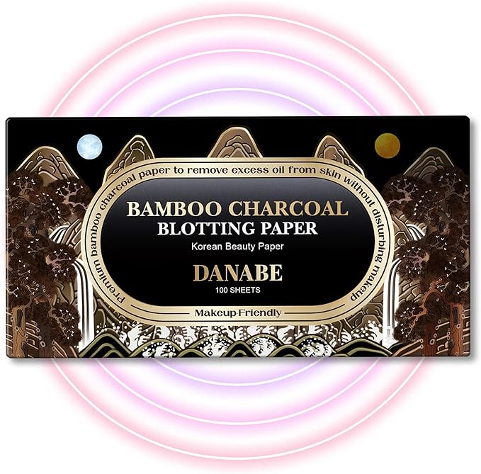 [KPOP Beauty] Makeup Friendly Oil Blotting Paper - DANABE Bamboo Charcoal Face Oil Blotting Sheets | Korean Skincare Oil Absorbing Sheets for Face (4x3.6 in.100 Large Sheets)