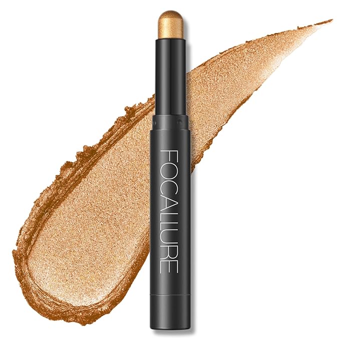 FOCALLURE Shimmer and Matte Cream Eyeshadow Stick,Smooth Brilliant Eye Brightener Pencil for Women,Long Lasting Waterproof Eye Shadow and Liners Makeup,CORAL