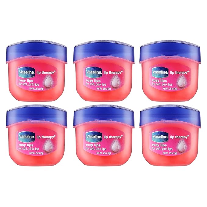 Vaseline Lip Therapy Lip Balm Mini, Rosy Lips | Lip Repair in a Container for Cracked, Dry Lip | Travel Size 0.25 Oz (Pack of 6)