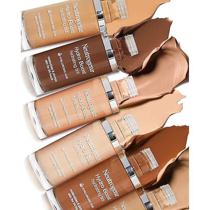 Neutrogena Hydro Boost Hydrating Tint Foundation Makeup for Dry Skin, with Hyaluronic Acid, Lightweight Oil-Free Water Gel, Non-Comedogenic, 20 Natural Ivory, 1.0 fl. oz