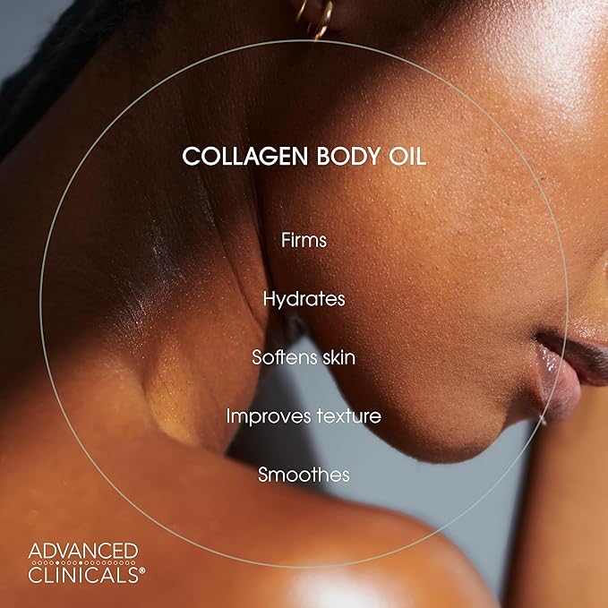 Advanced Clinicals Hydrating Collagen Oil For Body & After Shower | Visible Anti Aging Moisturizing Collagen Body Oil For Women & Men Helps Soften Appearance Of Crepe Skin & Wrinkles, 3.8 Fl Oz
