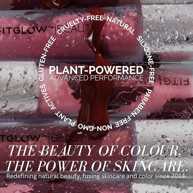 FITGLOW Beauty Lip Colour Serum | Hydrating Lip Gloss | Plumping Anti-Aging Lip Treatment | Natural Shine with Pomegranate Sterols & Collagen | Buildable Color for Dry Chapped Lips | Rosé- 10g