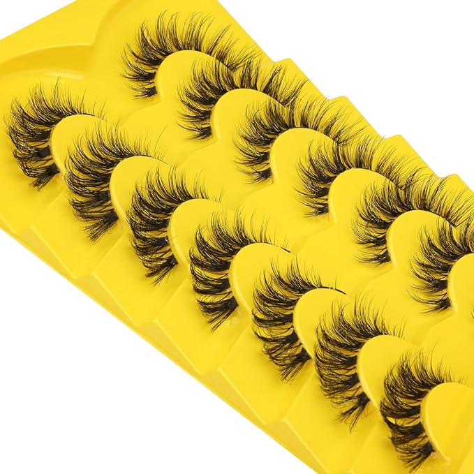 Lashes Natural Look False Eyelashes Clear Band Wispy Faux Mink Eyelashes Short Natural Cat Eye Strip Lashes Pack 7 Pairs by Kiromiro