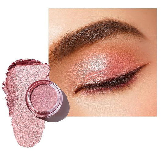 Oulac Pink Cream Eyeshadow also for Highlighter Large Capacity Highly Pigmented Eye Shadow Waterproof &Long Lasting with Moisturizing Formula, Shimmer Glitter Eye Makeup. 6g.(18)