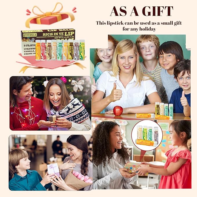 Lip Balm Variety Pack - 9 Delicious Flavors - Natural Lip Balm in Bulk with Vitamin E and Coconut Oil - Moisturizing, Soothing, and Repairing Dry and Chapped Lips