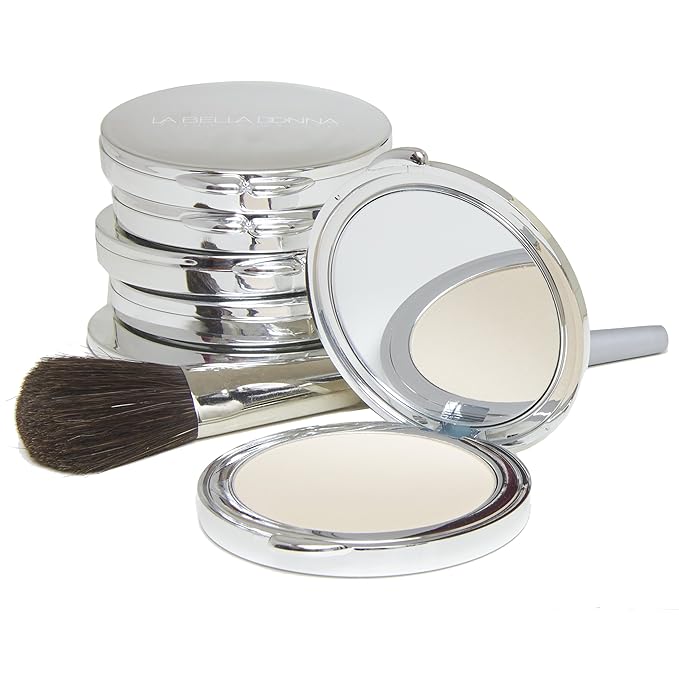 La Bella Donna Compressed Mineral Foundation - Face Powder Makeup Natural Looking Glowing Skin Wrinkle Defying Mattifying Finish Contour Makeup Long Lasting Full Coverage Sun Kissed Tan (Umbria)