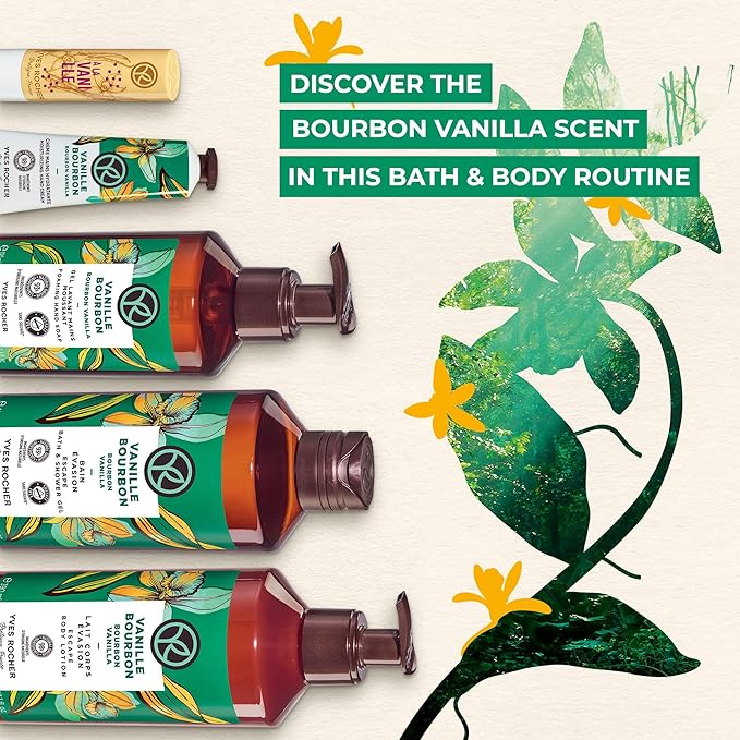 Yves Rocher Bain de Nature Vanilla 6-Piece Gift Set, Shower Gel, Hand Cream, Body Lotion, Lip Balm, Hand Soap & Vanity Bag, 6 Items