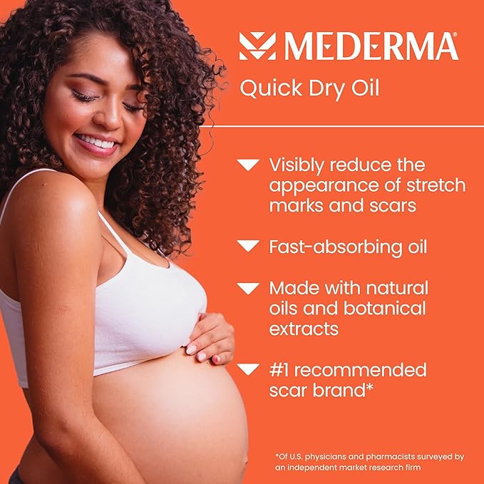 Mederma Quick Dry Oil, Scar and Stretch Mark Treatment, Helps to Improve the Appearance with Natural Botanical Extracts, Paraben Free, Fast-Absorbing, 3.4oz (100ml)