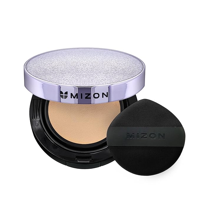 MIZON Vegan Collagen Cushion (15g/ 0.52 oz x 2 ea) Healthy and glowing look, Medium coverage compact with SPF38 PA++ Protection, Skincare and makeup INCLUDES REFILL (#21 Light Beige)