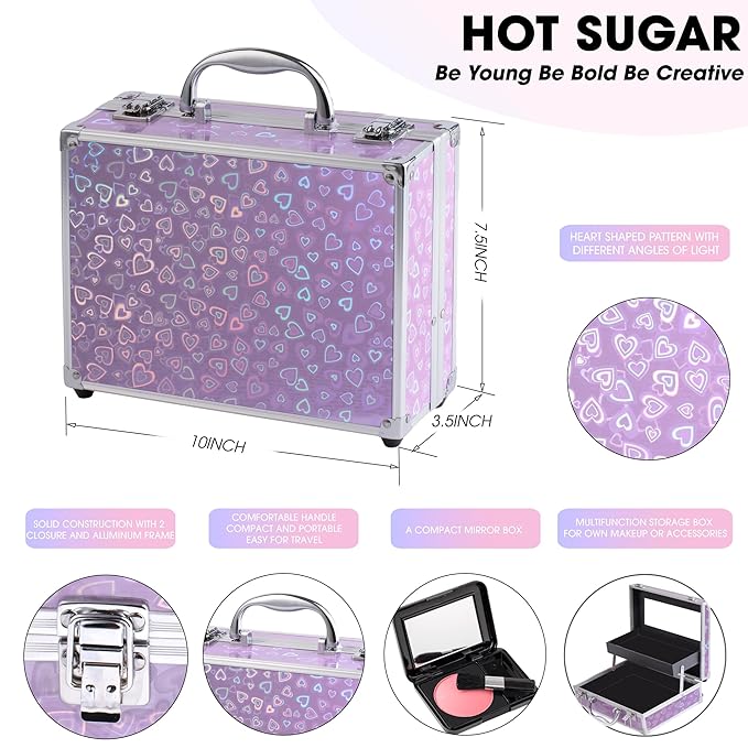 Hot Sugar Ultimate All-in-One Makeup Kit for Teen Girls, Basic Makeup Gift Set for Women - Create Stunning Looks with 52 Shades and Accessories (Purple Love)