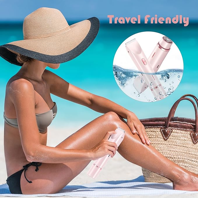 2-in-1 Women's Electric Shaver, Waterproof Cordless Bikini Trimmer & Body Razor, Dual Head Pain-Free Design, Pink Galaxy (2025)