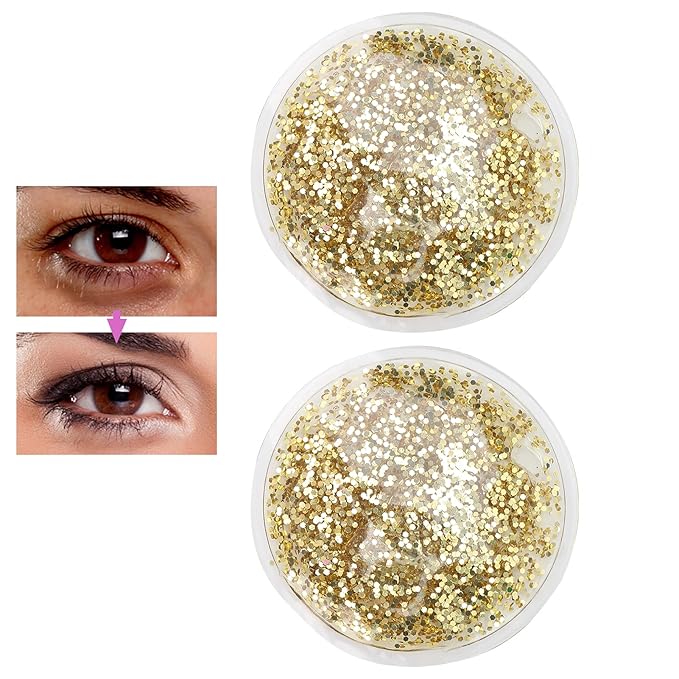 Gel Eye Pack, Hot Cold Compress Eye Gel Ice Packs Reusable Cooling Eye Cover for Dark Circles Puffiness Cold Eye Girl Women(Gold)