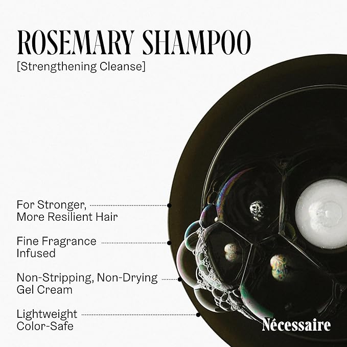 Nécessaire Rosemary Shampoo | Multi-Protien Strengthening Cleanse For Thinning Hair. For Women + Men. Good For All Hair Types/Textures. Free Of Sulfates. Color-Safe. 250 ml / 8.4 oz