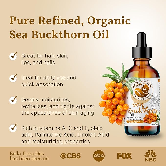 Bella Terra Oils Pure Sea Buckthorn Oil – 1gallon, Enhances Hair and Skin Appearance, Rich in Nutrients, Non-Greasy, Quick Absorbing