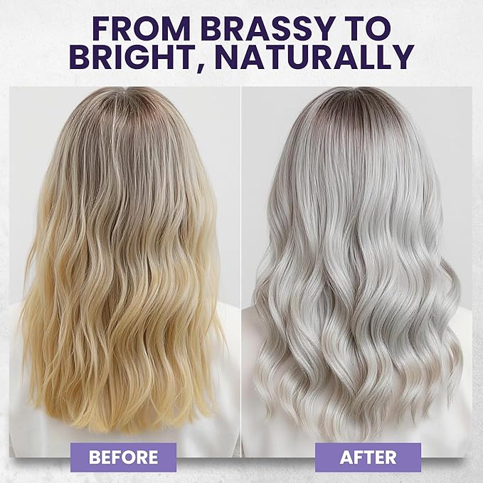 Tea Tree Purple Shampoo for Blonde, Bleached, Silver & Grey Hair, Anti-Brass Toner, Boosts Highlights & Color, Revitalizes, Relieves Itchy Scalp & Salon-Grade Hair Toner Shampoo.