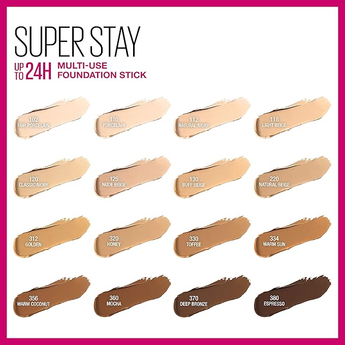Maybelline New York Super Stay Foundation Stick for Normal To Oily Skin, Fair Porcelain, 0.25 Ounce