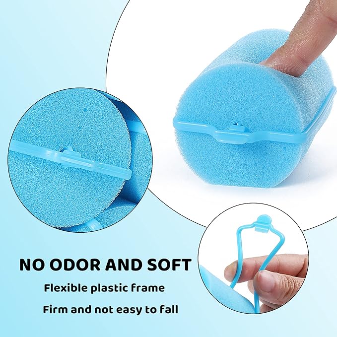 Jumbo Foam Sponge Hair Roller Soft Sleeping rollers Curvy Wavy Hairstyle Curling Hair Styling Tools 24 Pieces Use For Long Hair Short Hair Ladies And Children 2"X2.75"(blue)