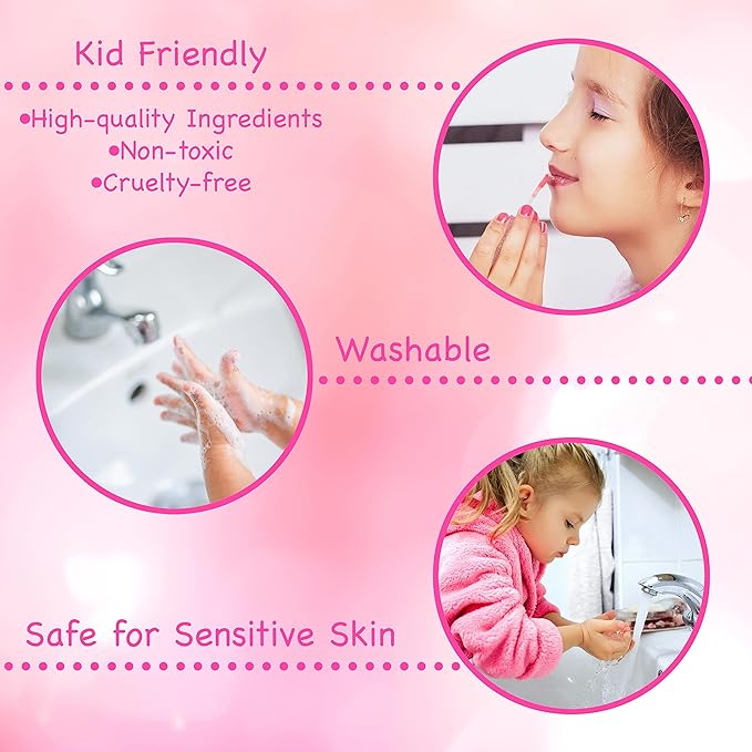 Expressions Girls Always Win Glisten & Glitter Makeup Palette 10 Color Eyeshadow Palette & Blush Makeup Novelty Beauty Set, Fold Out Compact with Mirror, Washable, Non-Toxic