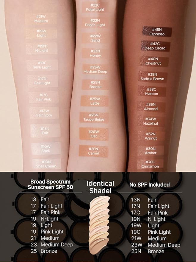 JUNG SAEM MOOL Essential Skin Nuder Cushion 23 Medium Deep 0.49 Fl Oz (Refill Only, SPF 50 Broad Spectrum) | Natural Radiant Finish, Lightweight Hydration, Korean Cushion Foundation