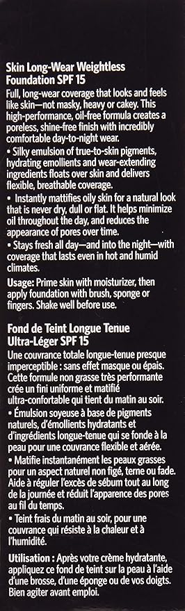 Bobbi Brown Skin Long-Wear Weightless Foundation SPF 15-1 Warm Ivory Women 1 oz