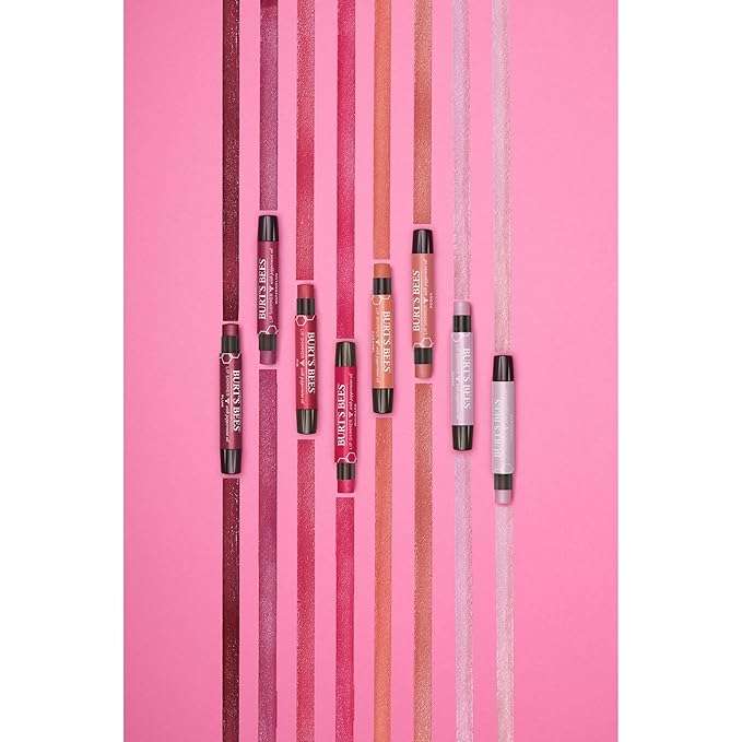 Burt's Bees Shimmer Lip Tint Set, Tinted Lip Balm Stick, Moisturizing for All Day Hydration with Natural Origin Glowy Pigmented Finish & Buildable Color, Plum (4-Pack)