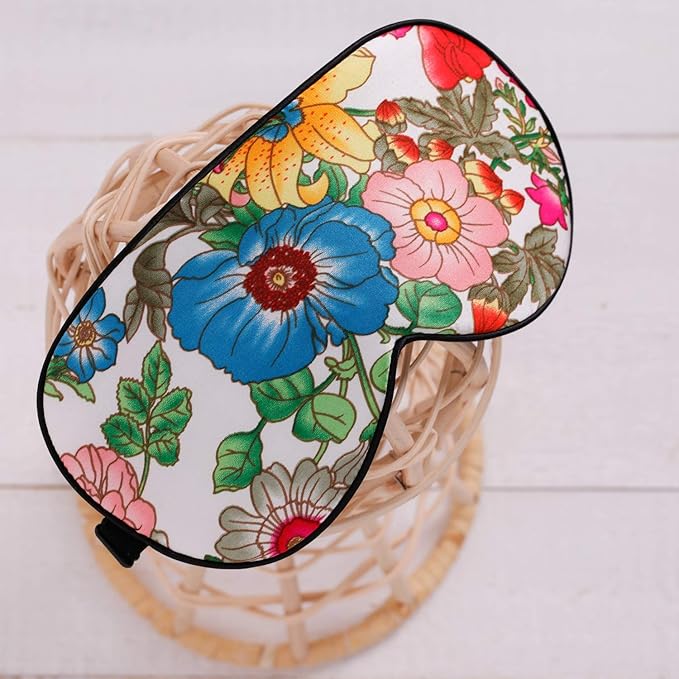 100% Pure Silk Eye Mask Sleep Eye Mask Eye Cover Eyeshade Sleeping Eye Mask Printed Colors (#10)