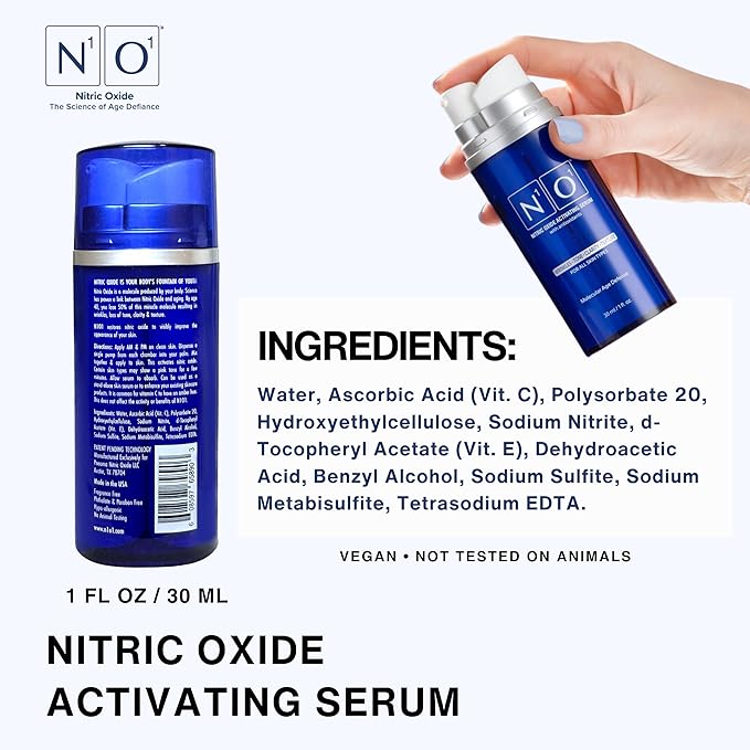 Nitric Oxide Activating Serum with Antioxidants | Hydrating Serum For Face | Decreases Wrinkles | Pore Minimizer | Improves Skin Texture | Helps Dark Spots | 1 Fl Oz, 30ml