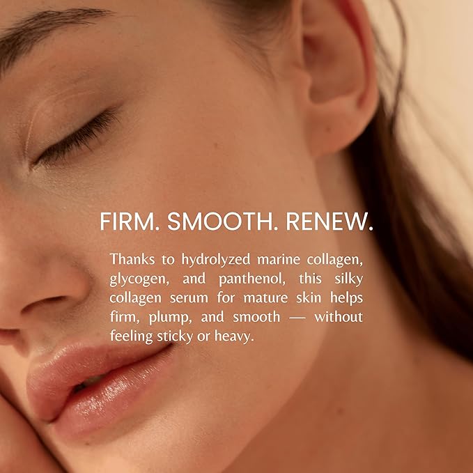 Marine Collagen Serum for Mature Skin - Advanced Anti-Aging Formula with Hydrolyzed Collagen, Moisturizing Panthenol, Glycogen. For All Skin Types, Daily Use, Perfect Base