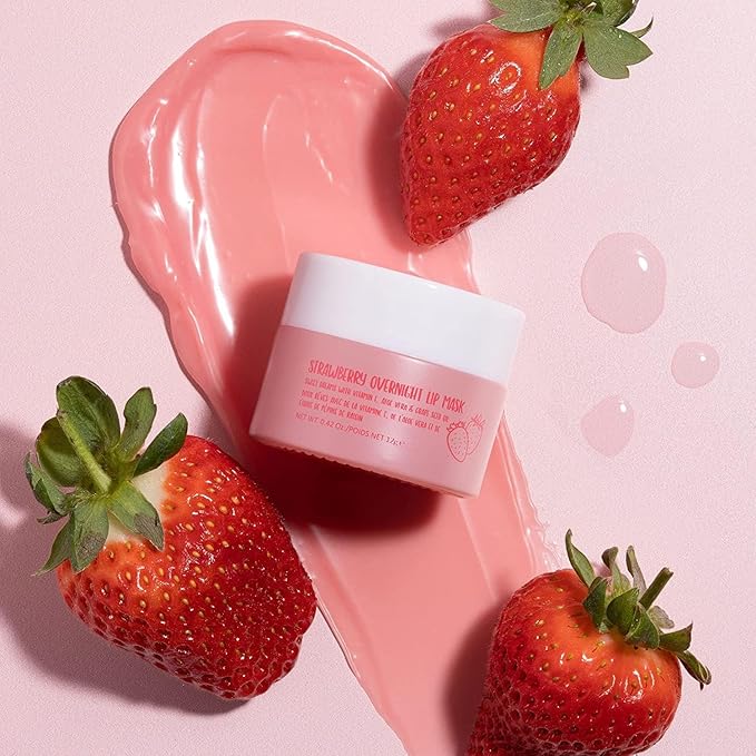 W7 Sweet Dreams Overnight Strawberry Lip Mask - Vitamin E, Aloe Vera and Grape Seed Oil - For Hydrated, Full Looking & Irresistible Lips - 2 Pack - 0.40 Fl Oz