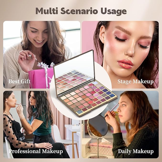 Color Nymph Artistry Palette, Multichrome Makeup Palettes For Face High Pigmented Eyeshadow with Matte Shimmer & Cream Eye Shadows Easy Makeup Blending Palette For Daily Stage Versatile Make Up Looks