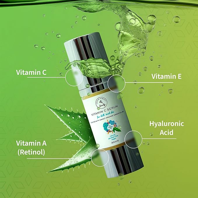 Vitamin C Serum for Face with Hyaluronic Acid, Aloe Vera, Retinol, and Vitamin E - Natural Skin Care for Beautiful and Healthy Skin - Helps Dull and Tired Skin and Fine Lines