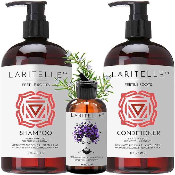 Organic Hair Care Set Fertile Roots | Fortifying, Strengthening & Rejuvenating | Prevents Hair Thinning and Shedding, Promotes New Hair Growth | Ayurvedic Herbs, Lavender, Ginger, Rosemary